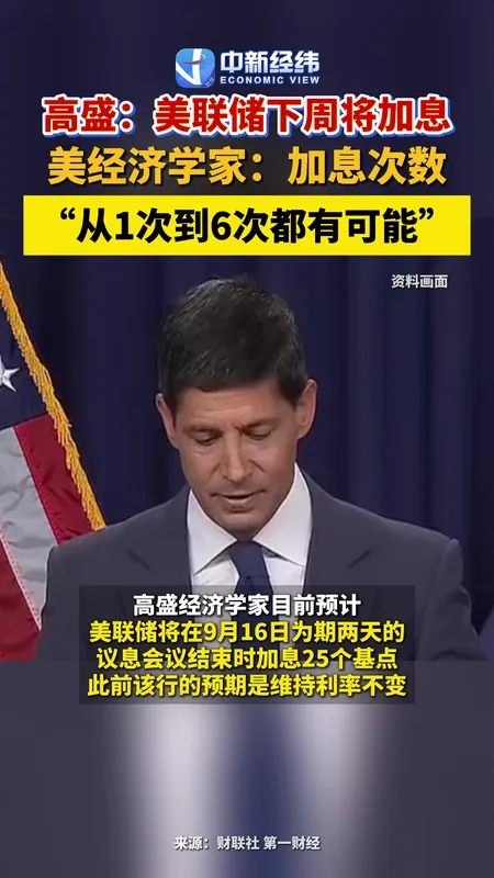 高盛:美联储下周将加息