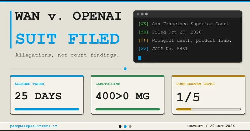 OpenAI 与 Altman 遭起诉：家属称 ChatGPT 指导患者停用抗癫痫药