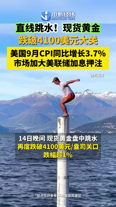 现货黄金跌破4100美元大关