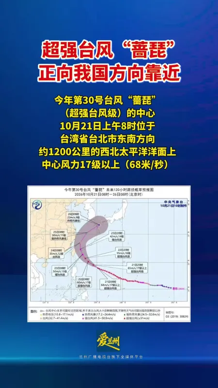台风蔷琵正向我国方向靠近
