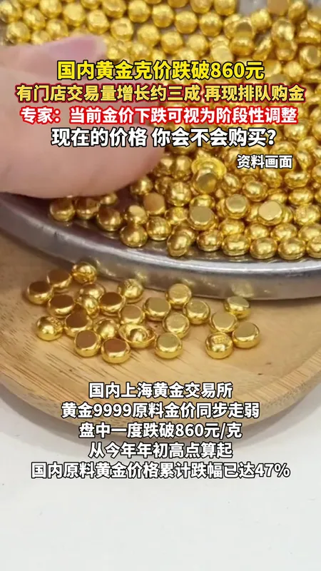 国内黄金克价跌破860元